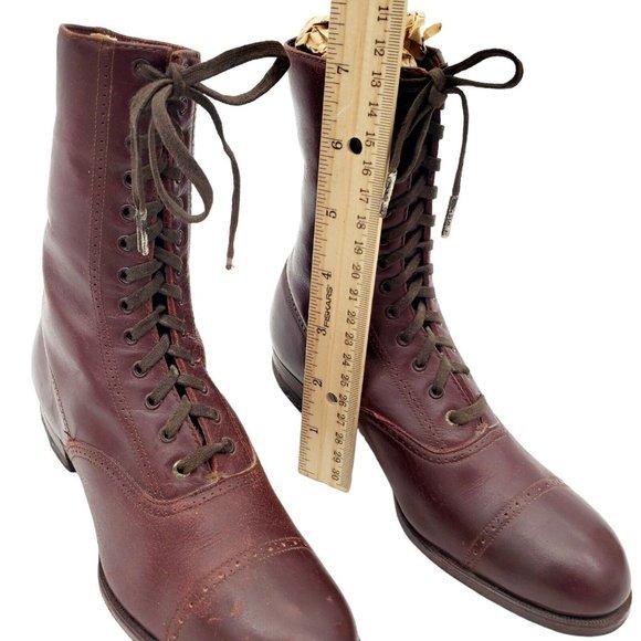 Antique SZ 5 Womens Edwardian Leather Lace Boots Sensation Roberts Johnson Rand - Picture 9 of 11